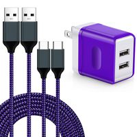 Aupek Charger Plug, Charging Block, 3.0A Dual Port USB Wall Charger Adaptive AC/DC Power Adapter with 2-Pack 10ft USB Type C Cable Android Charger Travel Charger Nylon Cord Replacement for Samsung S9