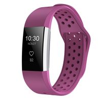 iGK Silicone Replacement Bands Compatible for Fitbit Charge 2, Adjustable Breathable Sport Strap Smartwatch Fitness Wristband with Air Holes with Clsap Purple Large