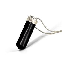 Raw Black Tourmaline Crystal Healing Pendant Necklace -Protection Negative Energy Cleanser Natural Stress Aid Soothe Mind Emotions - Authentic Stone on Silver Plated 18" Chain Chakra Healing Charm
