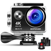 4K Action Camera, Bopower 60fps WiFi Sport Anti-Shake Waterproof 30m Camera with 10m Wireless Remote, Full HD 2.0" Display, 170 Degree Ultra Wide Lens, 2Pcs 1050mah Batteries, Accessories