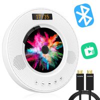 Jinhoo Bluetooth DVD CD Player Wall Mountable DVD CD Player with Built-in HiFi Speakers, PAL NTSC System, Anti-Skip Protection, USB and HDMI Output for TV Projector, HDMI AV Cable Included