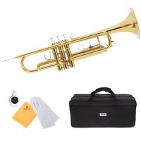 Mendini by Cecilio Brass Bb Trumpet with Durable Deluxe Case and 1 Year Warranty (Gold Lacquer)