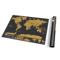 Small World Scratch Map - World Travel Map with Carrying Tube - Deluxe Scratch Off Map - Fun & Colorful Scratch Poster - Black & Gold