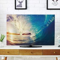 Indoor POP TV dust Cover,Cover Type 70 inch LCD TV 3D Printed with Sunrise on Waves Surfer Perspective Surreal Coastal Charm Sports Lifestyle Scene ,Quality Polyester Dust Proof Protect Your TV