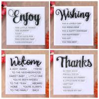KWELLAM 4pcs/Lot Words Enjoy Wishing Welcome Thanks Stamp Rubber Clear Stamps for Photo Album Decorative Card Making and DIY Scrapbooking