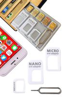Silver Coral SIM Holder Card case, Loss PREVENTING, Thiner Than Credit Cards, Made in Japan/Fill The Gap/Nano Micro SD/Conversion Adapter kit/Ejector Pin (White (Capacity: NanoSim5, MicroSD1))