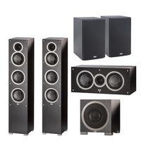 (1Pair) ELAC -Debut F5 Tower Speakers (Ea) + ELAC C5 Debut 5.25" Center Speaker + ELAC S10EQ Debut 400Watt Subwoofer with AutoEQ + ELAC B5 Debut 5.25" Bookshelf Speakers (Pair) Bundle