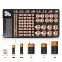 Battery Organizer Storage Case, Portable Battery Tester Wall-mounted No Lid Snap Energy Batteries AA AAA C D 9V Lithium 3V Holder Box Large Capacity Durable