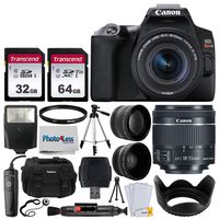 Canon EOS Rebel SL3 Digital SLR Camera (Black) + EF-S 18-55mm f/4-5.6 is STM Lens + 58mm 2X Professional Telephoto & 58mm Wide Angle Lens + 32GB & 64GB Memory Card + Case + Tripod + Flash + Lens Hood