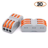 30PCS SPL-3 Conductor Compact Splicing Connectors Lever-Nut Wire Connectors for 3 Circuit Inline 28-12 AWG