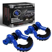 AUTMATCH Shackles 3/4" D Ring Shackle (2 Pack) 41,887Ib Break Strength with 7/8" Screw Pin and Shackle Isolator & Washers Kit for Tow Strap Winch Off Road Towing Jeep Vehicle Recovery Blue