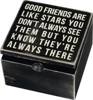 Primitives by Kathy Classic Hinged Wood Box, 4 x 4 x 2.75-Inches, Good Friends Are Like Stars