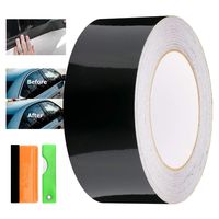 EZAUTOWRAP Free Tool Kit Gloss Black Vinyl Wrap Kit for Black Out Chrome Delete Window Trim Door Trim 2" x25Ft
