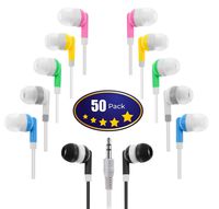 Wholesale Kids Bulk Earbuds Headphones (50-Pack) Earphones, Multi Color,for Schools, Libraries, Hospitals by Deal Maniac