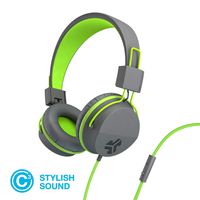 JLab Audio Neon Folding On-Ear Headphones | Wired Headphones | Tangle Free Cord | Noise Isolation | 40mm Neodymium Drivers | C3 Sound (Crystal Clear Clarity) | Graphite/Green