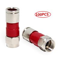 RG6 Push On Connector, 100-Pack F Type Compression Fitting Weatherproof and Waterproof End RFAdapter for Outdoor TV Coax Cable, Antenna, Satellite, Dish Network