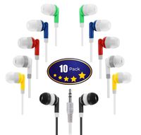Wholesale Kids Bulk Earbuds Headphones (10-Pack) Earphones, Multi Color,for Schools, Libraries, Hospitals by Deal Maniac...
