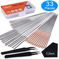SIQUK 33 Pcs 3D Printer Nozzle Cleaning Kit 30 Pcs 0.15mm, 0.25mm, 0.35mm, 0.4mm, 0.5mm Cleaning Needles 2 Pcs Tweezers and 1 Pc Cleaning Cloth