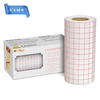Clear Vinyl Transfer Paper Tape Roll 6" x 50 Feet Clear w/Red Alignment Grid - Application Transfer Tape Perfect for Cricut Cameo Self Adhesive Vinyl for Signs Stickers Decals Walls Doors & Windows