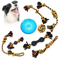 AMOMI PET Dog Chew Toys for Aggressive Chewers,Indestructible Tough Durable Dog Toys Improves Dog Dental Health,Puppies Teething,Dog Rope Toys with Ball Knot Tug of War (Yellow)
