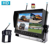 CAMONS Digital Wireless Backup Camera for RV, 9" Monitor Quad Split No Flicker, Built-in DVR, 120°HD Night Vision IP69 Waterproof Camera Rear/Side/Front with Mic &Remote Control