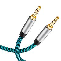 Hftywy Aux Cable, 3.5mm Male to Male Stereo Aux Cord 3.5mm Auxiliary Audio Cable Nylon Braided Male to Male Stereo Audio Cables Compatible Car/Home Stereos,Speaker,iPhone iPod iPad,Headphones (100ft)