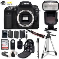 Canon EOS 90D Digital SLR Camera Bundle (Body Only) with Professional Accessory Bundle (14 Items)