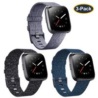 KIMILAR 3-Pack Bands Compatible with Fitbit Versa/Versa 2/Versa Lite Edition, Large Small Soft Woven Fabric Breathable Accessories Strap Replacement Wristband Women Men Compatible Versa Smart Watch