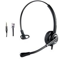 Corded RJ9 Telephone Headset with Noise Cancelling Microphone Jabra Compatible for Avaya PolyCom Nortel Altigen Toshiba Siemens with Extra 3.5mm Connector
