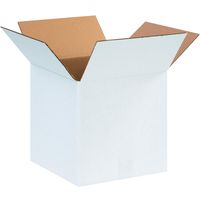 Aviditi 121212W Corrugated Box, 12" Length x 12" Width x 12" Height, White (Bundle of 25)