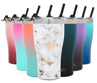 Simple Modern 22oz Slim Cruiser Tumbler with Straw & Closing Lid Travel Mug - Gift Double Wall Vacuum Insulated - 18/8 Stainless Steel Water Bottle Pattern: Gold Marble