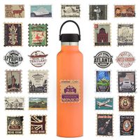 Waterproof Vinyl Water Bottle Stickers Pack for Laptop Phone Back to School, Trendy Aesthetic Cool Car Decal Stickers for Ipad Luggage for Teens, Girls, Adults (50 Pcs Stamp Retro Vintage Style)
