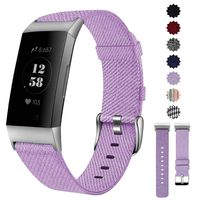 Lintelek Compatible for Fitbit Charge 3 Bands Canvas Woven Fabric Band,Soft Breathable Cloth Adjustable Replacement Wristbands Straps Sports Accessories for Men Women Small Large