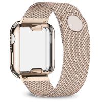 jwacct Stainless Steel Bands Compatible with Apple Watch Band 42mm - with Full Screen Protector for iWatch Series 3/2/1 - Adjustable Metal Magnetic Strap in 8 Classy Colors (Gold)