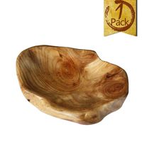 LOL MART Food Storage Root Carving Natural Wood Crafts Serving Tray (B)