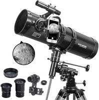 Telescope, Polaris 130EQ Newtonian Professional Astronomical Reflector Telescope Comes with Cellphone Adapter with 1.5X Barlow Lens & 1.25-Inch 13 Percent Transmission Moon Filter