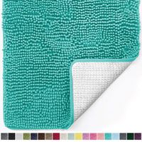 Gorilla Grip Original Luxury Chenille Bathroom Rug Mat, 44x26, Extra Soft and Absorbent Large Shaggy Rugs, Machine Wash Dry, Perfect Plush Carpet Mats for Tub, Shower, and Bath Room, Turquoise