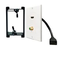 HDMI Pigtail Cable +F Connector Coaxial Gold Plated Brass Wall Plate With Single Gang low Voltage Mounting Bracket,Yomyrayhu,Work for Home Theater,HDTV and More（White）