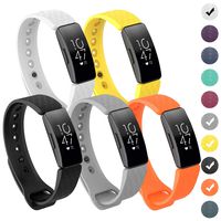 GVFM Compatible with Fitbit Inspire/Inspire HR Bands, Adjustable Soft Silicone Bracelet Accessories Sport Strap for Women Men Wristbands (Large: 6.7-8.1 inch, 5-Black/White/Gray/Orange/Yellow)