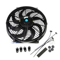Universal Slim Fan Push Pull Electric Radiator Cooling 12V 80W Mount Kit (14", Black)