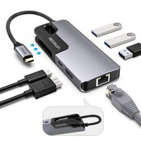 USB C Hub, LETSCOM 6-in-1 USB C Adapter with 4K USB C to HDMI, 1 Gbps Gigabit Ethernet, 87W Power Delivery, 3 USB 3.0 Ports Hub for Type C Laptops