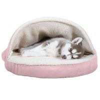 Furhaven Pet Dog Bed | Orthopedic Round Cuddle Nest Faux Sheepskin Snuggery Blanket Burrow Pet Bed w/ Removable Cover for Dogs & Cats, Pink, 26-Inch