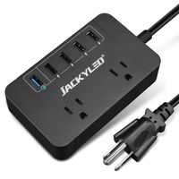 UL Quick Charge 3.0 Power Strip JACKYLED 1700J Surge Protector with 8A 5 USB Ports Desktop Charging Station 6 ft Extension Cord for Travel, Hotel, Home, Office - Black
