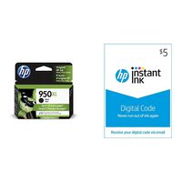 HP 950XL Ink | 1 Black Ink Cartridge | Plus $5 Instant Ink Prepaid Code