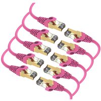 Maximm Cat7 Ethernet Cable, 1.5 Feet, Pink [10 Pack] Pure Copper RJ45 Gold-Plated Connectors 600 MHz, 10 Gbps. for Fast Speed & Performance. for Computers to Network Components