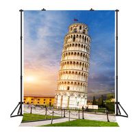 Architectural Landscape Backdrop For Italy Landmark 5X7ft Dusk Leaning Tower of Pisa Studio Photography Background Blue Sky Backdrop EY003