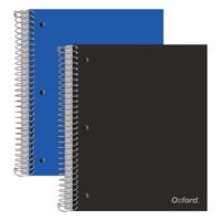 Oxford 5-Subject Poly Notebooks, 8-1/2" x 10-1/2", Wide Rule, Assorted Color Covers, 200 Sheets, 5 Poly Divider Pockets, 2 Pack (10387)