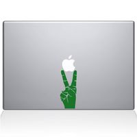 The Decal Guru Peace Sign Hand MacBook Decal Vinyl Sticker - 13" MacBook Pro (2015 & Older) - Green (1147-MAC-13P-LG)