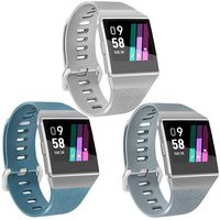 Vancle 3 Pack Rose Gold Silver Bands Compatible with Fitbit Ionic for Women Men, Classic Replacement Accessory Wristbands Compatible with Fitbit Ionic SmartWatch (Silver/Slate/Gray, Large)