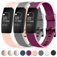 Tobfit Pack 3 TPU Bands Compatible with Fitbit Inspire HR/Fitbit Inspire/Fitbit Ace 2 Bands, Sports Accessories Waterproof Wristbands Women Men, Small, Sangria/Pink Sand/Gray